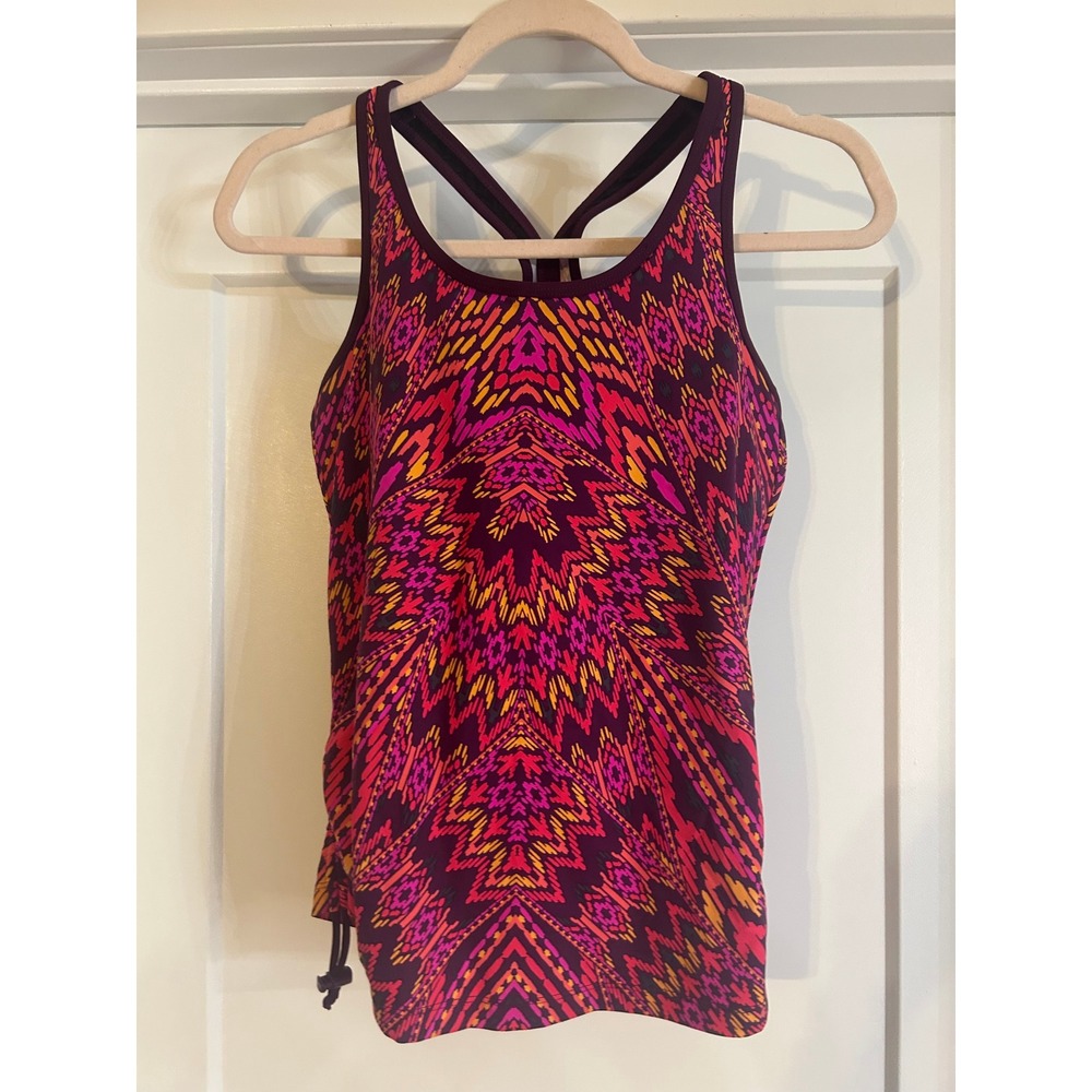 Athleta Cayo Coco Ready to Run Tankini Top Paisley Floral Swim Racerback Small